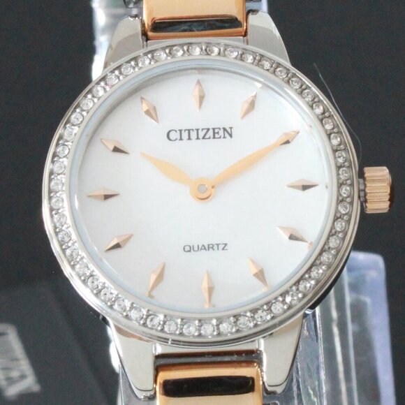 Citizen Women's Quartz Watch Crystal Bezel Mother Of Pearl Dial 24mm - Picture 9 of 11